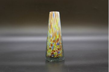 昭和レトロ　戦前　大正　置くだけでお部屋のアクセントになる古いマーブルガラス花瓶2個セット(六角、一輪挿し、花入、花器、硝子)(R-076483)