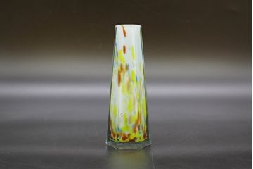 昭和レトロ　戦前　大正　置くだけでお部屋のアクセントになる古いマーブルガラス花瓶2個セット(六角、一輪挿し、花入、花器、硝子)(R-076483)