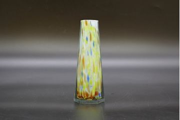昭和レトロ　戦前　大正　置くだけでお部屋のアクセントになる古いマーブルガラス花瓶2個セット(六角、一輪挿し、花入、花器、硝子)(R-076483)