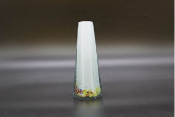 昭和レトロ　戦前　大正　置くだけでお部屋のアクセントになる古いマーブルガラス花瓶2個セット(六角、一輪挿し、花入、花器、硝子)(R-076484)