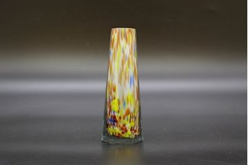 昭和レトロ　戦前　大正　置くだけでお部屋のアクセントになる古いマーブルガラス花瓶2個セット(六角、一輪挿し、花入、花器、硝子)(R-076484)