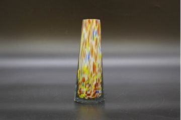 昭和レトロ　戦前　大正　置くだけでお部屋のアクセントになる古いマーブルガラス花瓶2個セット(六角、一輪挿し、花入、花器、硝子)(R-076484)