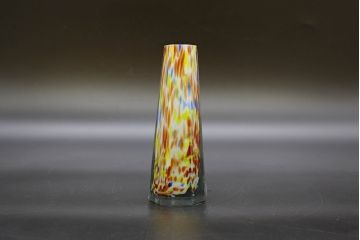 昭和レトロ　戦前　大正　置くだけでお部屋のアクセントになる古いマーブルガラス花瓶2個セット(六角、一輪挿し、花入、花器、硝子)(R-076484)