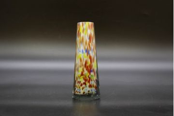 昭和レトロ　戦前　大正　置くだけでお部屋のアクセントになる古いマーブルガラス花瓶2個セット(六角、一輪挿し、花入、花器、硝子)(R-076484)