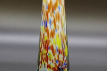 昭和レトロ　戦前　大正　置くだけでお部屋のアクセントになる古いマーブルガラス花瓶2個セット(六角、一輪挿し、花入、花器、硝子)(R-076484)
