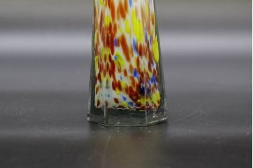 昭和レトロ　戦前　大正　置くだけでお部屋のアクセントになる古いマーブルガラス花瓶2個セット(六角、一輪挿し、花入、花器、硝子)(R-076484)