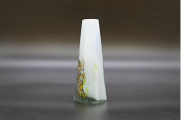 昭和レトロ　戦前　大正　置くだけでお部屋のアクセントになる古いマーブルガラス花瓶2個セット(六角、一輪挿し、花入、花器、硝子)(R-076485)
