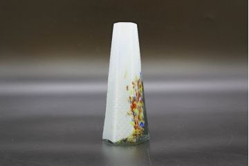 昭和レトロ　戦前　大正　置くだけでお部屋のアクセントになる古いマーブルガラス花瓶2個セット(六角、一輪挿し、花入、花器、硝子)(R-076485)