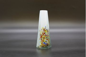 昭和レトロ　戦前　大正　置くだけでお部屋のアクセントになる古いマーブルガラス花瓶2個セット(六角、一輪挿し、花入、花器、硝子)(R-076485)