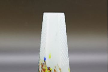 昭和レトロ　戦前　大正　置くだけでお部屋のアクセントになる古いマーブルガラス花瓶2個セット(六角、一輪挿し、花入、花器、硝子)(R-076485)