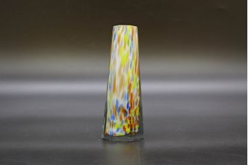 昭和レトロ　戦前　大正　置くだけでお部屋のアクセントになる古いマーブルガラス花瓶2個セット(六角、一輪挿し、花入、花器、硝子)(R-076485)