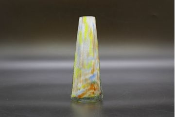 昭和レトロ　戦前　大正　置くだけでお部屋のアクセントになる古いマーブルガラス花瓶2個セット(六角、一輪挿し、花入、花器、硝子)(R-076486)