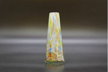 昭和レトロ　戦前　大正　置くだけでお部屋のアクセントになる古いマーブルガラス花瓶2個セット(六角、一輪挿し、花入、花器、硝子)(R-076486)