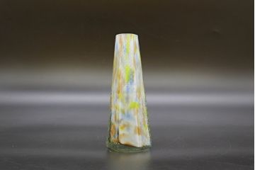 昭和レトロ　戦前　大正　置くだけでお部屋のアクセントになる古いマーブルガラス花瓶2個セット(六角、一輪挿し、花入、花器、硝子)(R-076486)