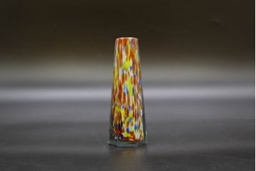 昭和レトロ　戦前　大正　置くだけでお部屋のアクセントになる古いマーブルガラス花瓶2個セット(六角、一輪挿し、花入、花器、硝子)(R-076486)