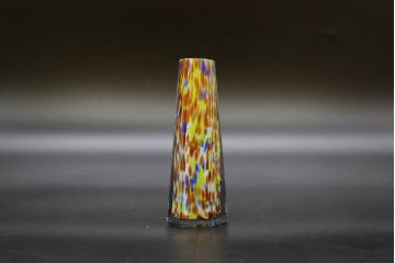昭和レトロ　戦前　大正　置くだけでお部屋のアクセントになる古いマーブルガラス花瓶2個セット(六角、一輪挿し、花入、花器、硝子)(R-076486)
