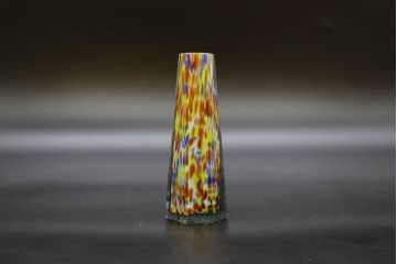 昭和レトロ　戦前　大正　置くだけでお部屋のアクセントになる古いマーブルガラス花瓶2個セット(六角、一輪挿し、花入、花器、硝子)(R-076486)