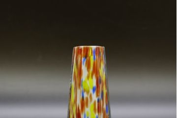 昭和レトロ　戦前　大正　置くだけでお部屋のアクセントになる古いマーブルガラス花瓶2個セット(六角、一輪挿し、花入、花器、硝子)(R-076486)
