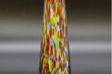 昭和レトロ　戦前　大正　置くだけでお部屋のアクセントになる古いマーブルガラス花瓶2個セット(六角、一輪挿し、花入、花器、硝子)(R-076486)