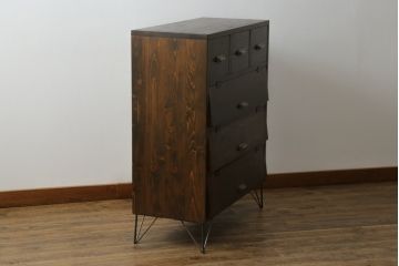 中古　ラフジュ工房オリジナル　深い木の色味と美しい木目が魅力的なパタパタ収納棚(下駄箱、ロッカー、キャビネット、戸棚)(R-076492)