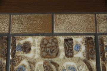 デンマークビンテージ　ROYAL COPENHAGEN(ロイヤルコペンハーゲン)×HASLEV(ハスレヴ)　BACA(バッカ)シリーズ　チーク材　タイルトップがお洒落なローテーブル(センターテーブル、コーヒーテーブル、リビングテーブル、ヴィンテージ、北欧)(R-076495)