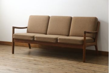 デンマークビンテージ　France&Son(フランス&サン)　Ole Wanscher(オーレ・ヴァンシャー )デザイン　Model.169　3人掛けソファ(3シートソファ、3シーター、三人掛けソファ、北欧、ヴィンテージ)(R-076496)