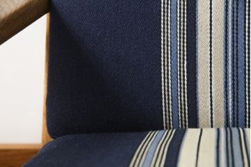 デンマークビンテージ　GETAMA(ゲタマ)　Hans J Wegner(ハンス・J・ウェグナー)　GE290A　くつろぎの空間を演出するアームチェアとオットマンのセット(椅子、イス、1P、一人掛けソファ、1人掛けソファ、フットスツール、ヴィンテージ、北欧)(R-076497)