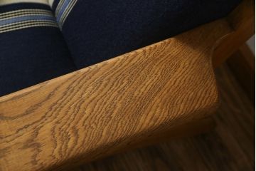 デンマークビンテージ　GETAMA(ゲタマ)　Hans J Wegner(ハンス・J・ウェグナー)　GE290A　くつろぎの空間を演出するアームチェアとオットマンのセット(椅子、イス、1P、一人掛けソファ、1人掛けソファ、フットスツール、ヴィンテージ、北欧)(R-076497)