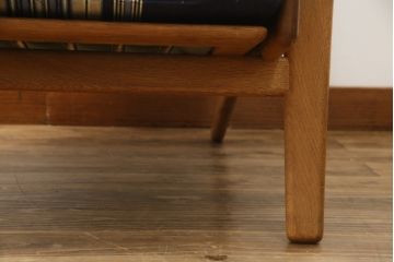 デンマークビンテージ　GETAMA(ゲタマ)　Hans J Wegner(ハンス・J・ウェグナー)　GE290A　くつろぎの空間を演出するアームチェアとオットマンのセット(椅子、イス、1P、一人掛けソファ、1人掛けソファ、フットスツール、ヴィンテージ、北欧)(R-076497)