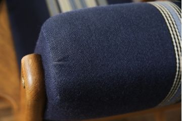 デンマークビンテージ　GETAMA(ゲタマ)　Hans J Wegner(ハンス・J・ウェグナー)　GE290A　くつろぎの空間を演出するアームチェアとオットマンのセット(椅子、イス、1P、一人掛けソファ、1人掛けソファ、フットスツール、ヴィンテージ、北欧)(R-076497)