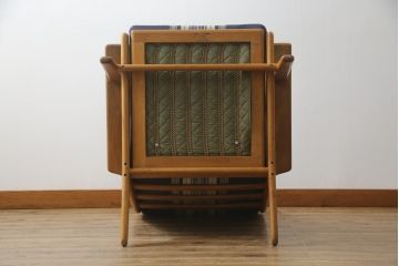 デンマークビンテージ　GETAMA(ゲタマ)　Hans J Wegner(ハンス・J・ウェグナー)　GE290A　くつろぎの空間を演出するアームチェアとオットマンのセット(椅子、イス、1P、一人掛けソファ、1人掛けソファ、フットスツール、ヴィンテージ、北欧)(R-076497)