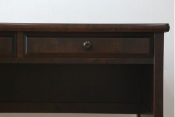 中古　希少な絶版品!　北海道民芸家具　落ち着いたシックな色合いが魅力のデスクとサイドチェストのセット(平机、ワークデスク、作業台、引き出し、ワゴン、在宅用、在宅ワーク用)(R-076498)