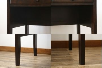 中古　希少な絶版品!　北海道民芸家具　落ち着いたシックな色合いが魅力のデスクとサイドチェストのセット(平机、ワークデスク、作業台、引き出し、ワゴン、在宅用、在宅ワーク用)(R-076498)