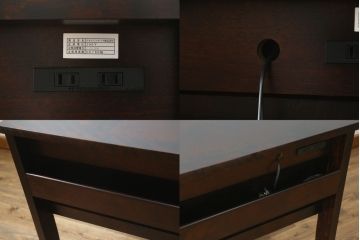 中古　希少な絶版品!　北海道民芸家具　落ち着いたシックな色合いが魅力のデスクとサイドチェストのセット(平机、ワークデスク、作業台、引き出し、ワゴン、在宅用、在宅ワーク用)(R-076498)