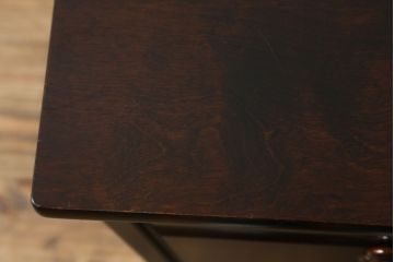 中古　希少な絶版品!　北海道民芸家具　落ち着いたシックな色合いが魅力のデスクとサイドチェストのセット(平机、ワークデスク、作業台、引き出し、ワゴン、在宅用、在宅ワーク用)(R-076498)