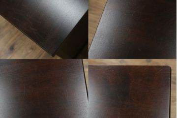 中古　希少な絶版品!　北海道民芸家具　落ち着いたシックな色合いが魅力のデスクとサイドチェストのセット(平机、ワークデスク、作業台、引き出し、ワゴン、在宅用、在宅ワーク用)(R-076498)