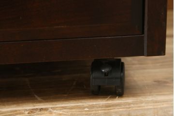 中古　希少な絶版品!　北海道民芸家具　落ち着いたシックな色合いが魅力のデスクとサイドチェストのセット(平机、ワークデスク、作業台、引き出し、ワゴン、在宅用、在宅ワーク用)(R-076498)