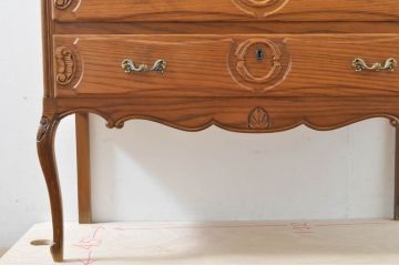 フランスビンテージ　オーク材　上品な雰囲気漂う猫脚ライティングビューロー(簿記机、作業机、ワークデスク、引き出し、チェスト、在宅用、在宅ワーク用、ヴィンテージ)(R-076501)