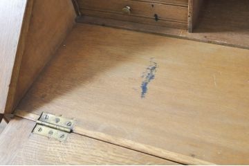 フランスビンテージ　オーク材　上品な雰囲気漂う猫脚ライティングビューロー(簿記机、作業机、ワークデスク、引き出し、チェスト、在宅用、在宅ワーク用、ヴィンテージ)(R-076501)