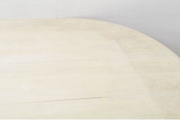 和製ビンテージ　大振り!!　特注品　ペイント　シャビーシックな雰囲気が素敵なアンティーク調の展示台(ダイニングテーブル、オーバルテーブル、食卓、飾り台、陳列台、ディスプレイ台、ヴィンテージ)(R-076525)