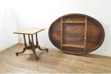 中古　スペイン製　バロッサバレンティ(VARO,S.A. VALENTI)　重厚でクラシカルな佇まいが目を惹くオーバルダイニングテーブル(オーバルテーブル、食卓、4人掛け、6人掛け)(定価約150万円)(R-076528)