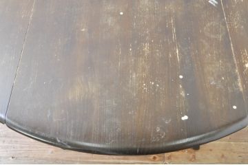 イギリスビンテージ　ERCOL(アーコール)　ニレ材　シンプルなデザインと機能性の良さが魅力的なバタフライダイニングテーブル(バタフライテーブル、ドロップリーフテーブル、エクステンションテーブル、ラウンドテーブル、丸テーブル、2人掛け、4人掛け、ヴィンテージ、英国、北欧)(R-076529)