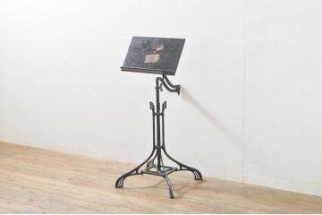 フランスアンティーク　ヨーロピアンな雰囲気漂う譜面台(譜面立、ミュージックスタンド、ブックレスト、書見台、メニュー立て、レシピ台)(R-076532)