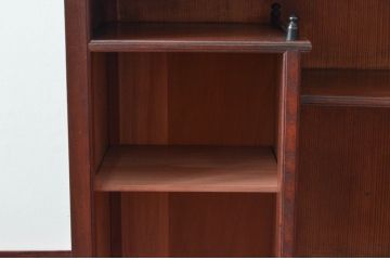和製アンティーク　激レア　希少!!　図録級　高級品　指物工芸家具　象嵌入り　前面欅(ケヤキ)材　玉杢　趣のある佇まいが魅力的な収納棚(キャビネット、違い棚、茶箪笥、茶棚、飾り棚、戸棚)(R-076537)