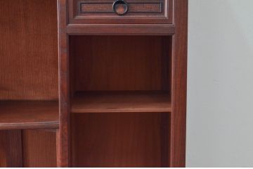 和製アンティーク　激レア　希少!!　図録級　高級品　指物工芸家具　象嵌入り　前面欅(ケヤキ)材　玉杢　趣のある佇まいが魅力的な収納棚(キャビネット、違い棚、茶箪笥、茶棚、飾り棚、戸棚)(R-076537)