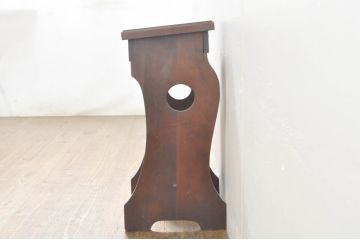 和製アンティーク　カバ材　レトロな雰囲気が魅力的なピアノスツール(板座チェア、椅子、イス、花台、飾り台)(R-076538)