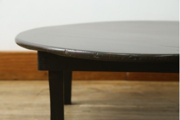 和製アンティーク　栓材　使い込まれた木味が魅力的な丸型ちゃぶ台　(R-076539)