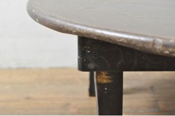 和製アンティーク　栓材　趣のある佇まいが魅力的な丸型ちゃぶ台(折りたたみテーブル、座卓、ローテーブル)(R-076539)