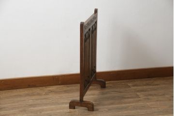 イギリスビンテージ　オーク材　凝ったデザインのファイヤースクリーン(パーテーション、ファイヤーガード、ファイアースクリーン、衝立て、つい立て、仕切り、ヴィンテージ、英国)(R-076540)