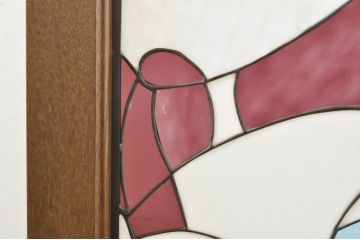 中古　コンテンポラリー風のデザインが目を惹くステンドグラスパーテーション(衝立て、衝い立て、つい立て、間仕切り)(R-076541)